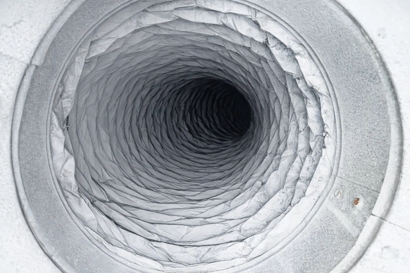 Dryer vent duct clear and clean after service